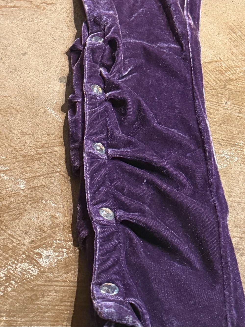 Apple Bottom Y2K **RARE** Purple Velour Cinched Rhinestone Pants - Picture 3 of 8